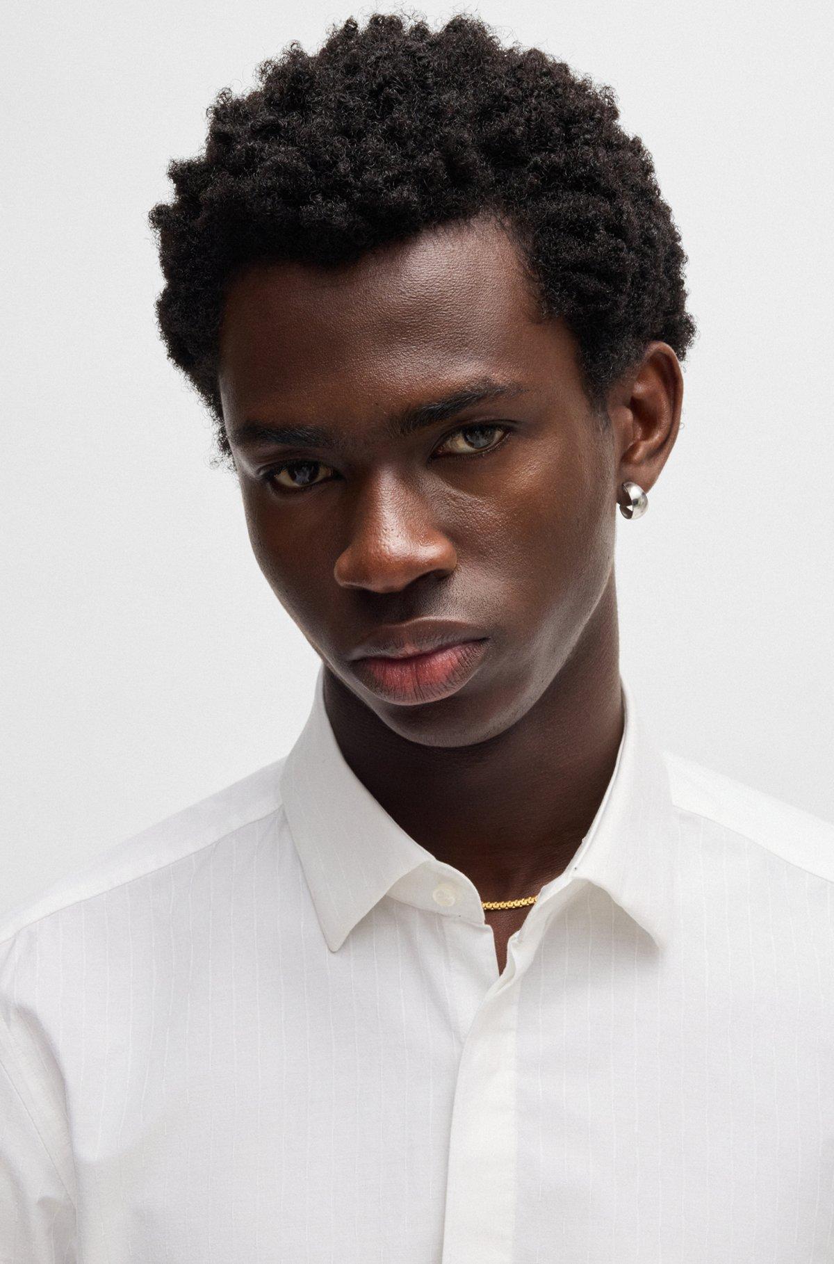 Slim-fit shirt in a striped cotton blend Product Image