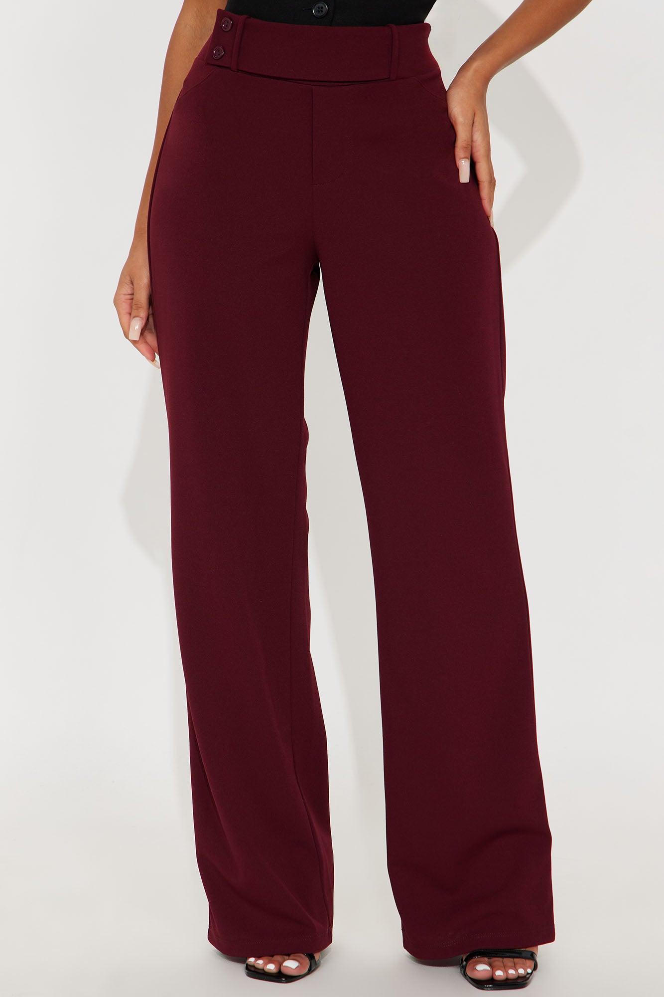 Office Tea Straight Leg Trouser Pant - Burgundy Product Image