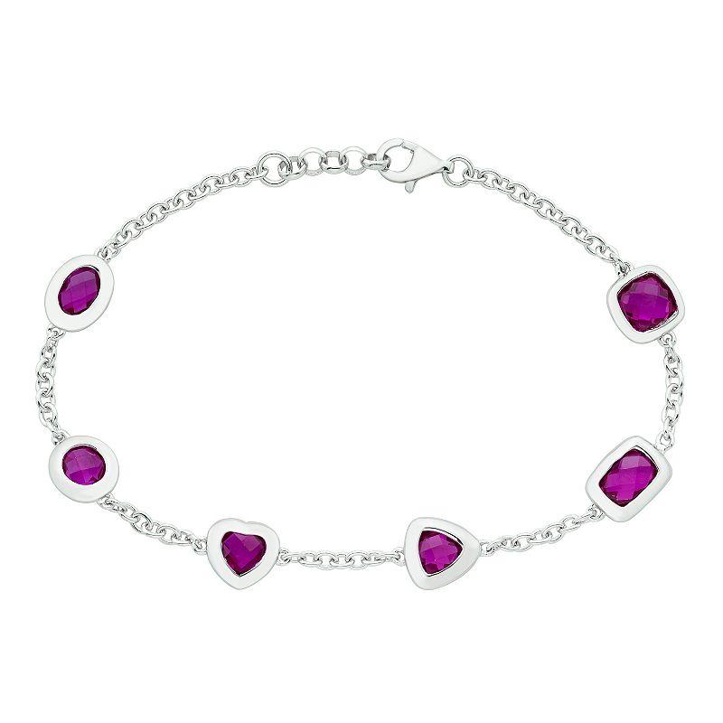 Sterling Silver & Amethyst Bracelet, Women's,  Product Image