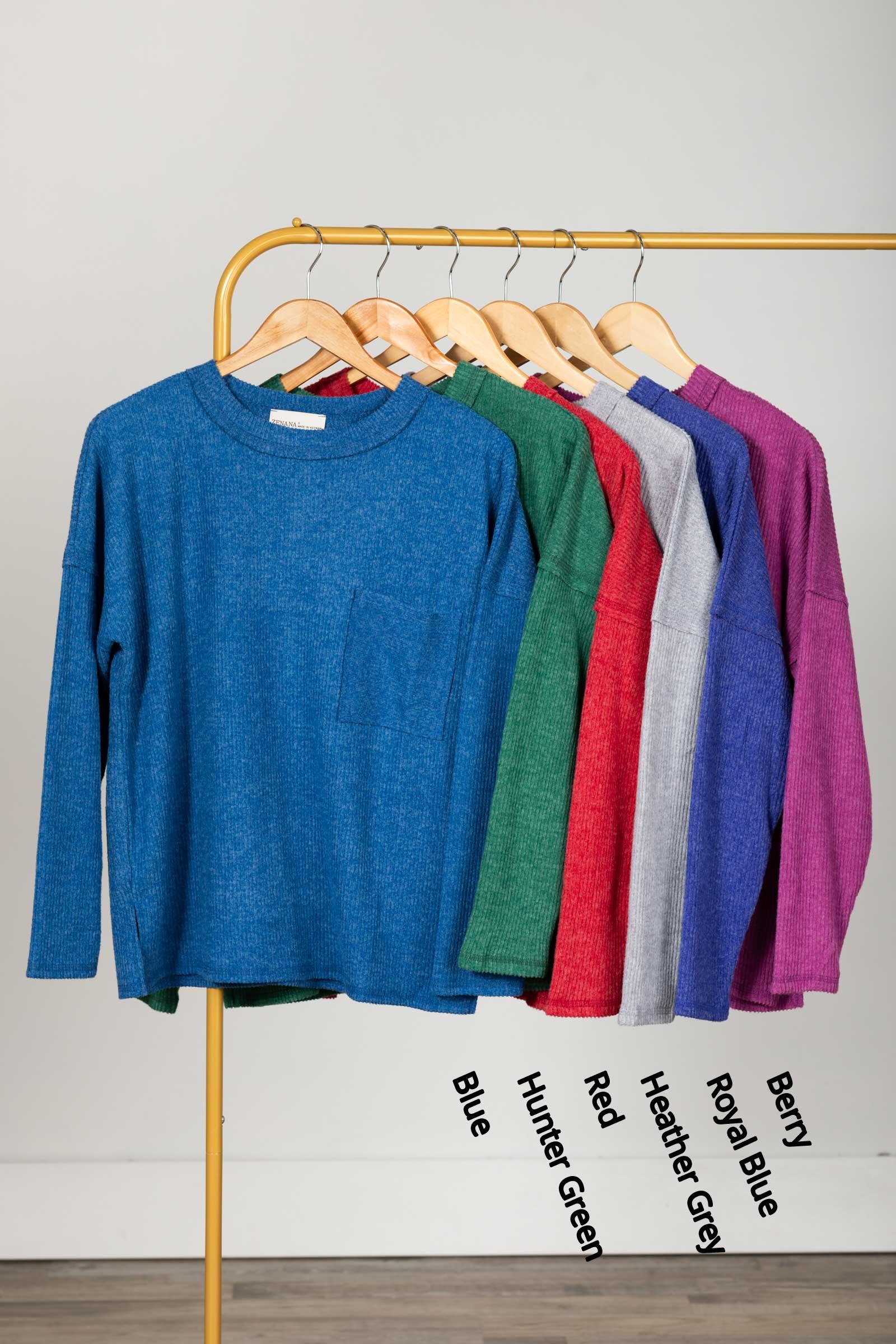 Brushed Light Ribbed Melange Knit Top Product Image