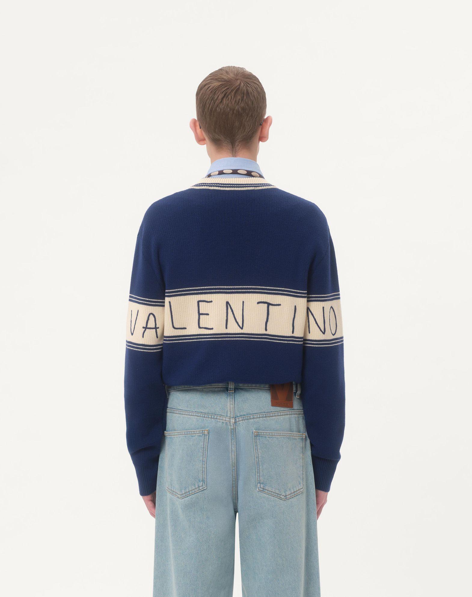 Wool And Cotton Jumper With Chez Valentino Jacquard Pattern Product Image