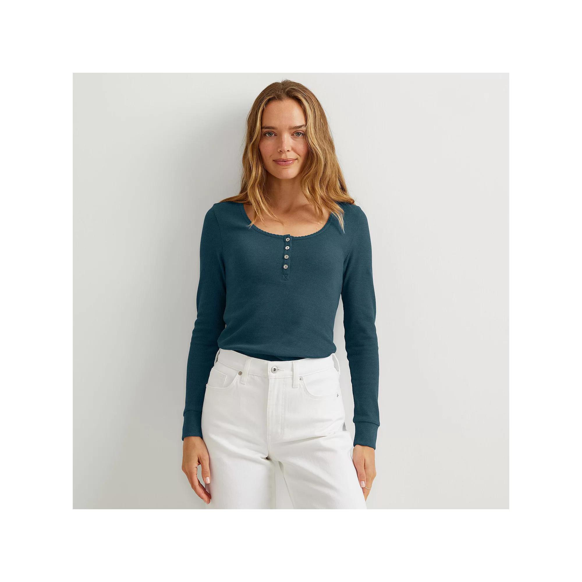 Women's Eddie Bauer Thermal Long Sleeve Henley,  Product Image