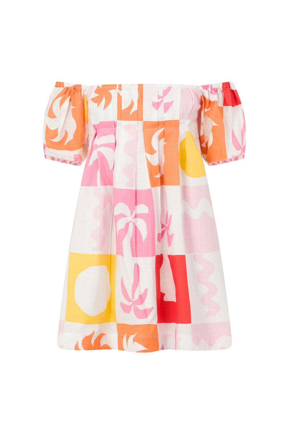 Zoi Babydoll Dress - Palm Tile Fuego Product Image