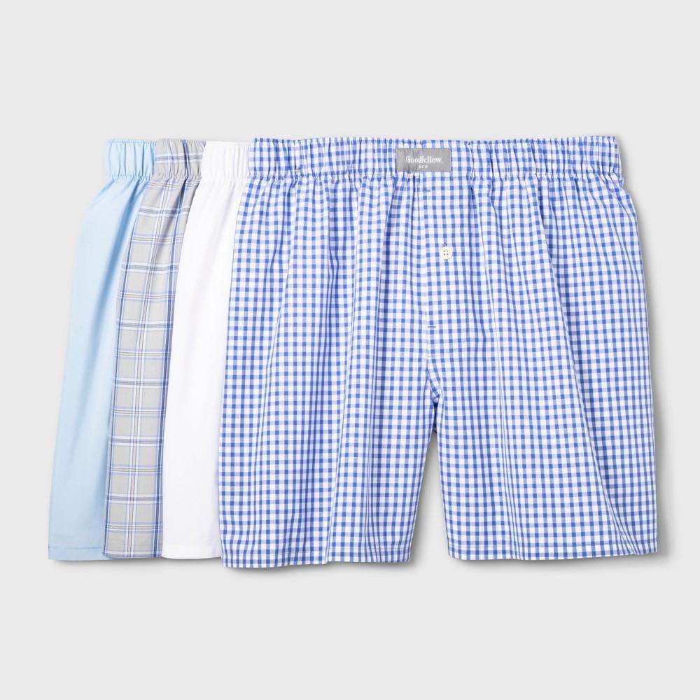 Men's Woven Boxer Shorts 4pk - Goodfellow & Co™ XXL Blue: Cotton-Polyester Blend, Mid Rise, Fly Button Product Image