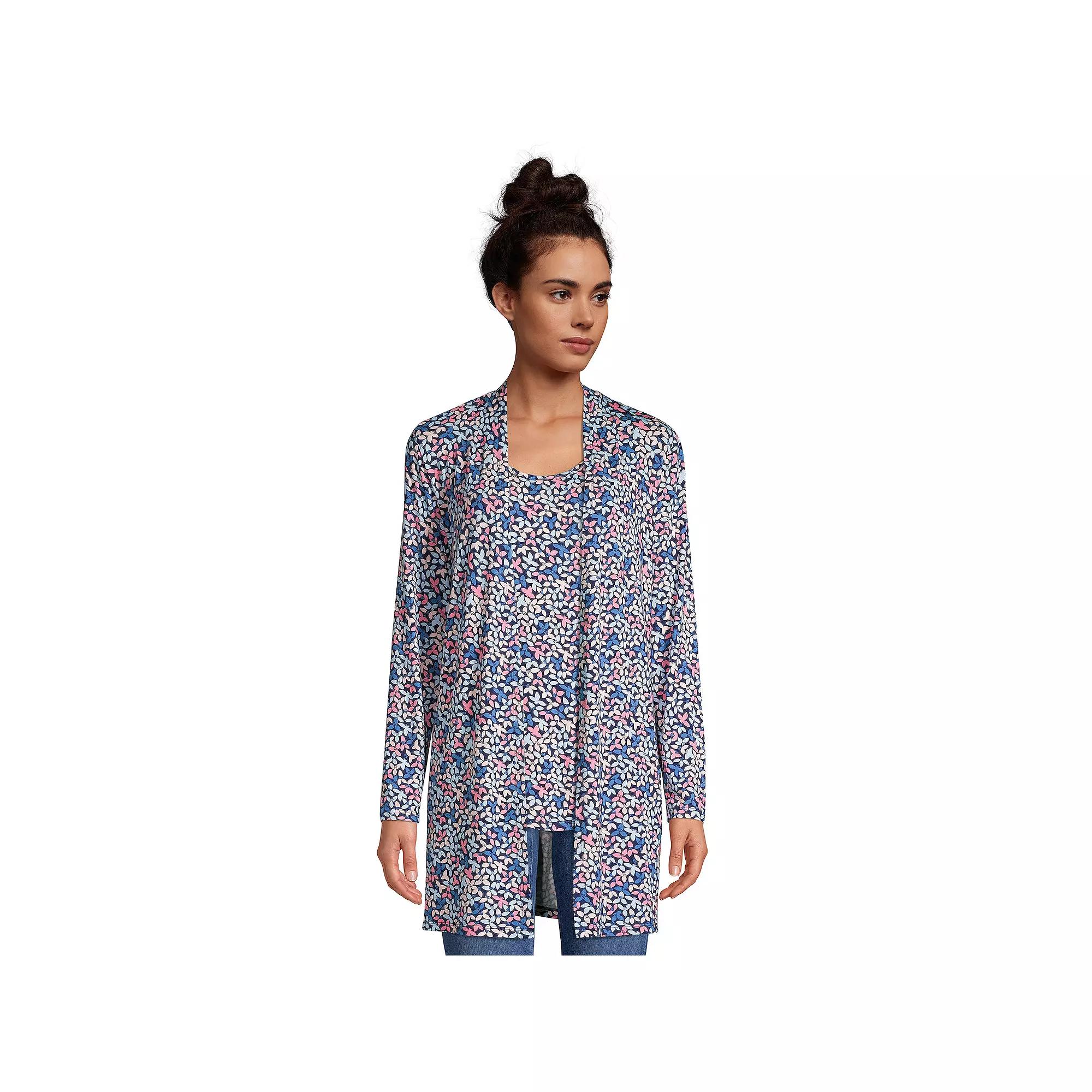 Women's Lands' End Draped Long Open-Front Cardigan,  Product Image