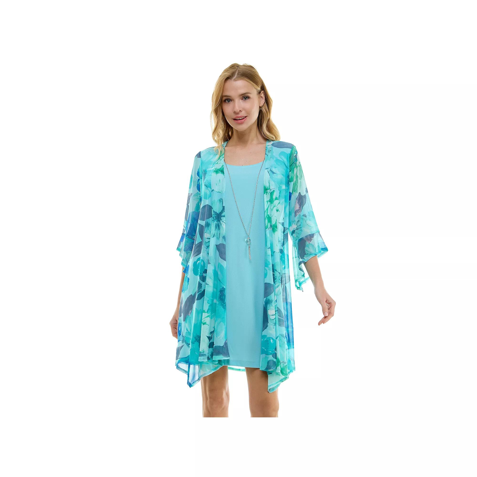 Women's Luxology 2-Piece 3/4 Bell Sleeve Cardigan & Dress Set,  Product Image