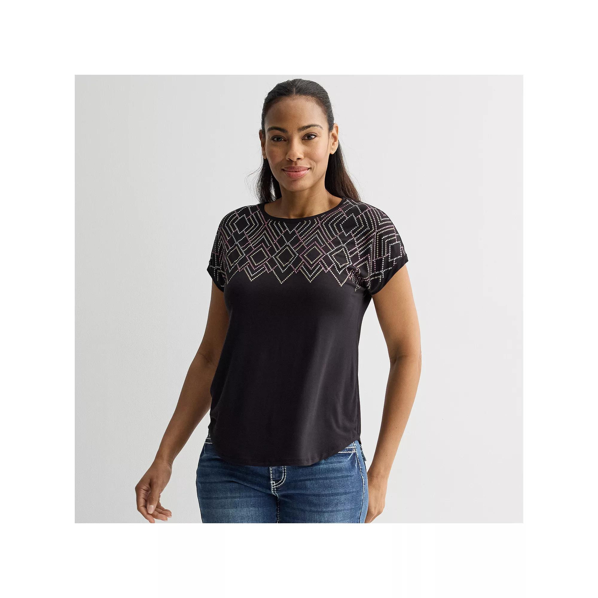 Women's Apt. 9® Short Sleeve Embellished Top,  Product Image