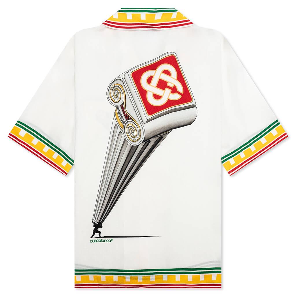 Short Sleeve Cuban Collar Shirt - White Male Product Image