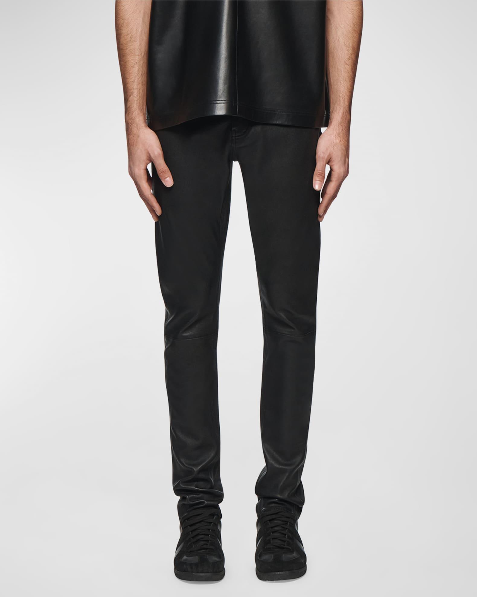 Mens Stretch Leather Skinny Pants Product Image
