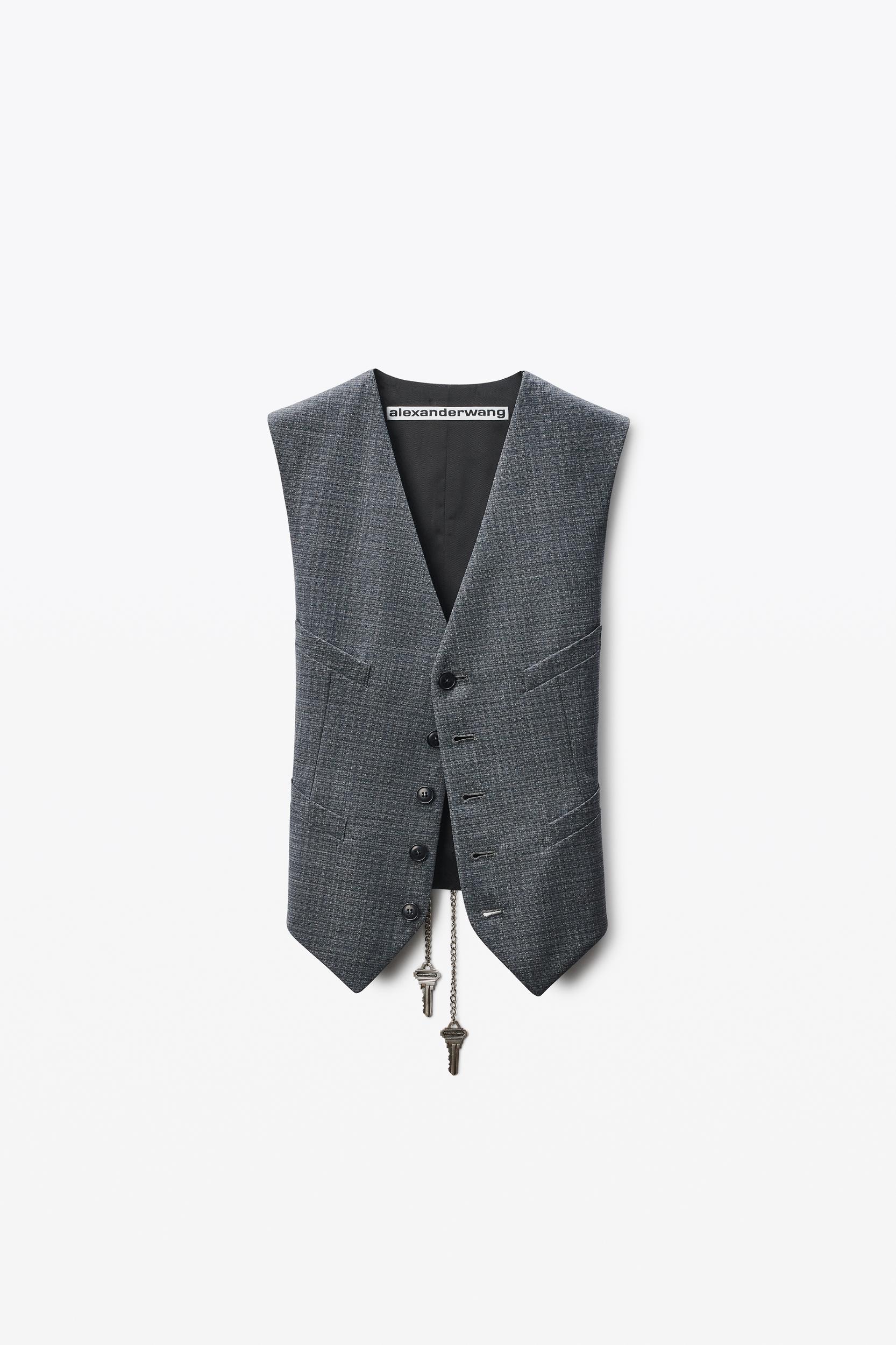 Grey Wool-blend Vest With Chain-link Product Image
