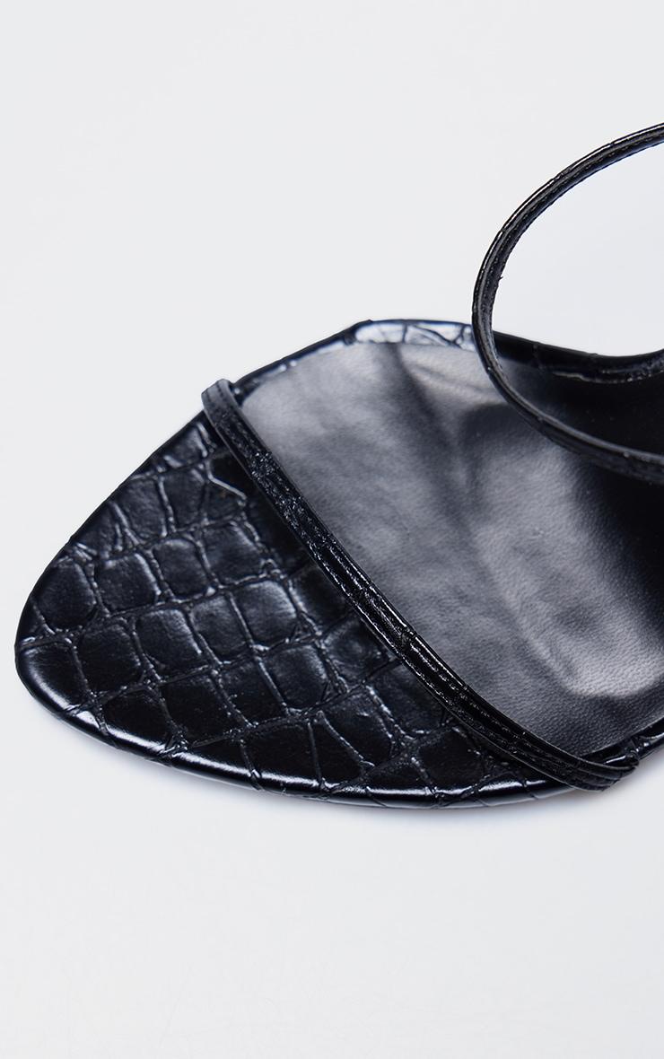 PLT Label Black Croc Faux Leather Barely There Point Toe High Heels Product Image
