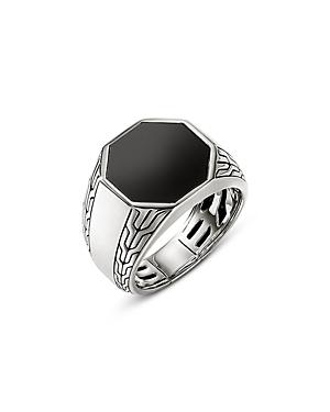 John Hardy Mens Sterling Silver Onyx Signet Ring Product Image