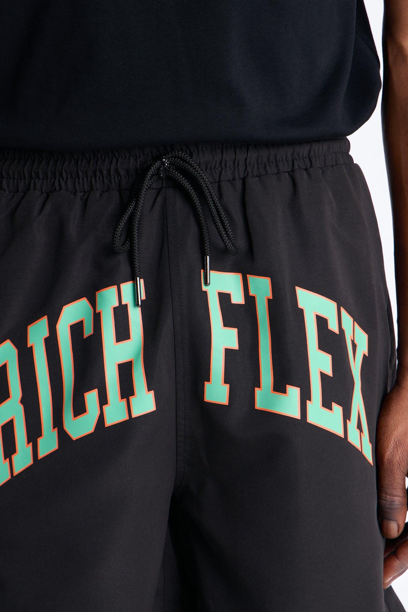 Rich Flex Swim Trunk 7″ - Black/Green Product Image