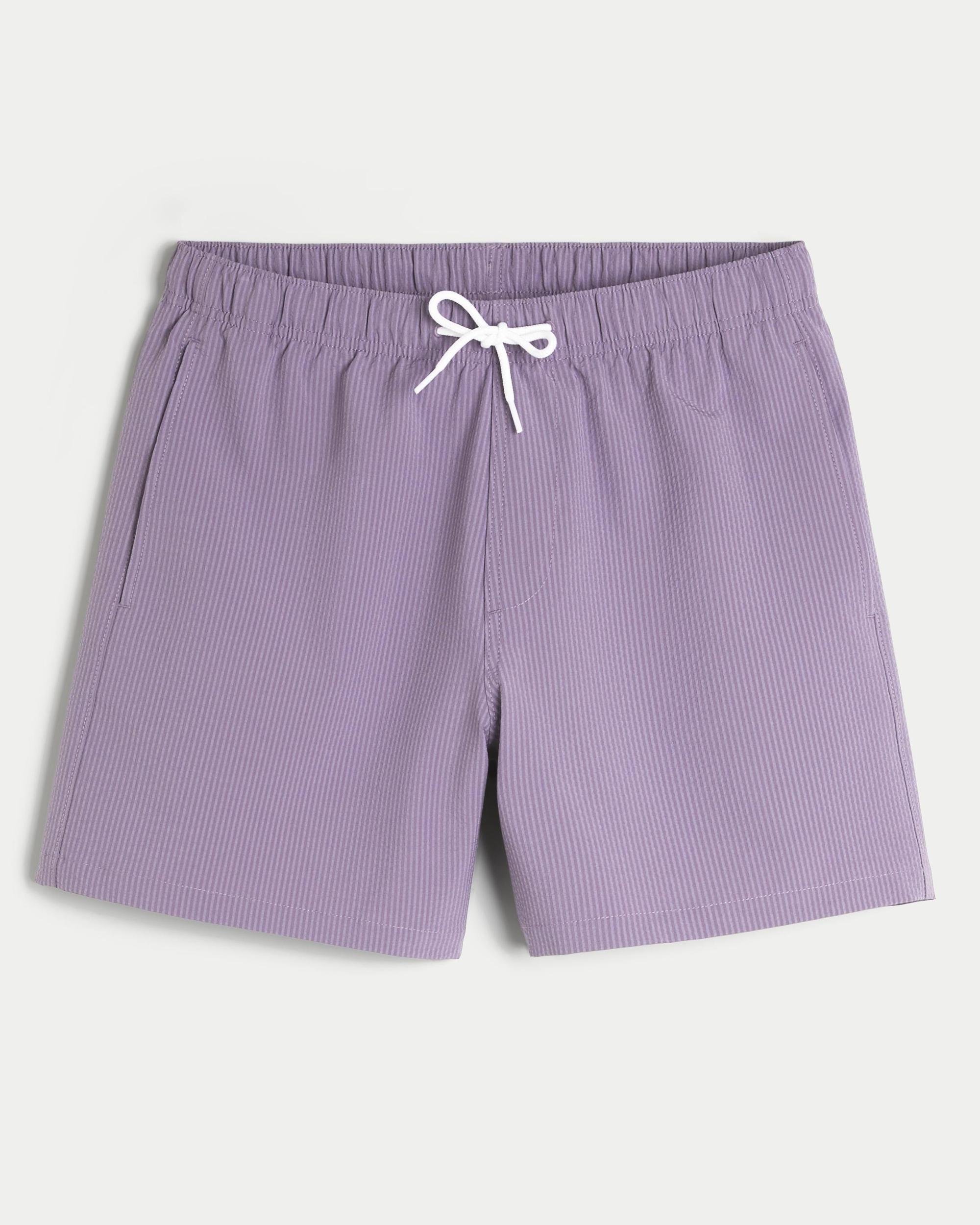 Mid-Thigh Seersucker Volley Swim Trunks Product Image