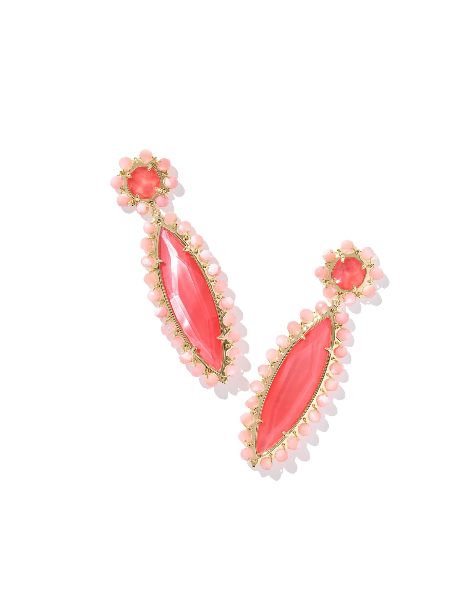 Genevieve Gold Beaded Statement Earrings Product Image