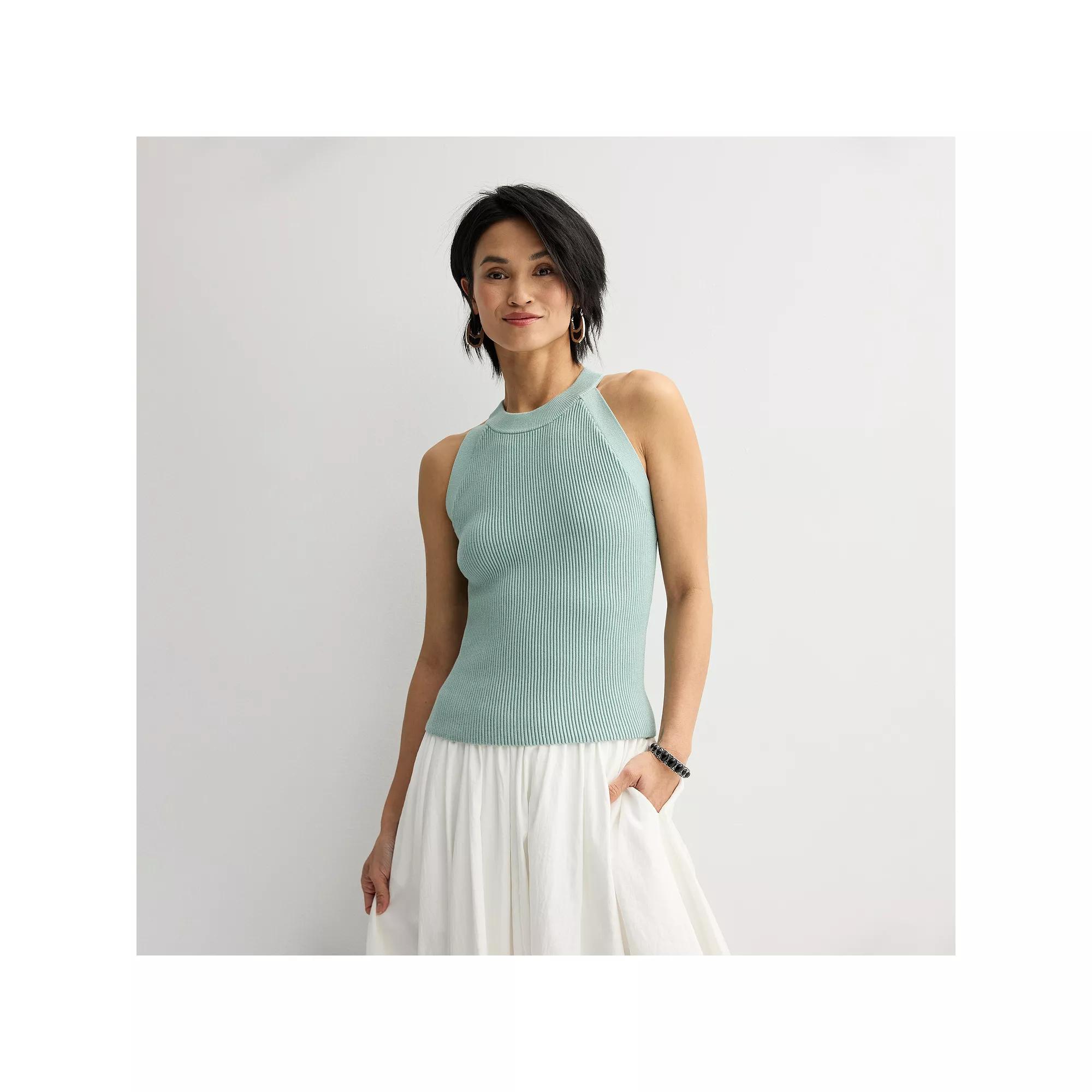 Women's Nine West Fitted Sweater Sculpt High Neck Tank Top, Size: Large, Hanover Blue Product Image