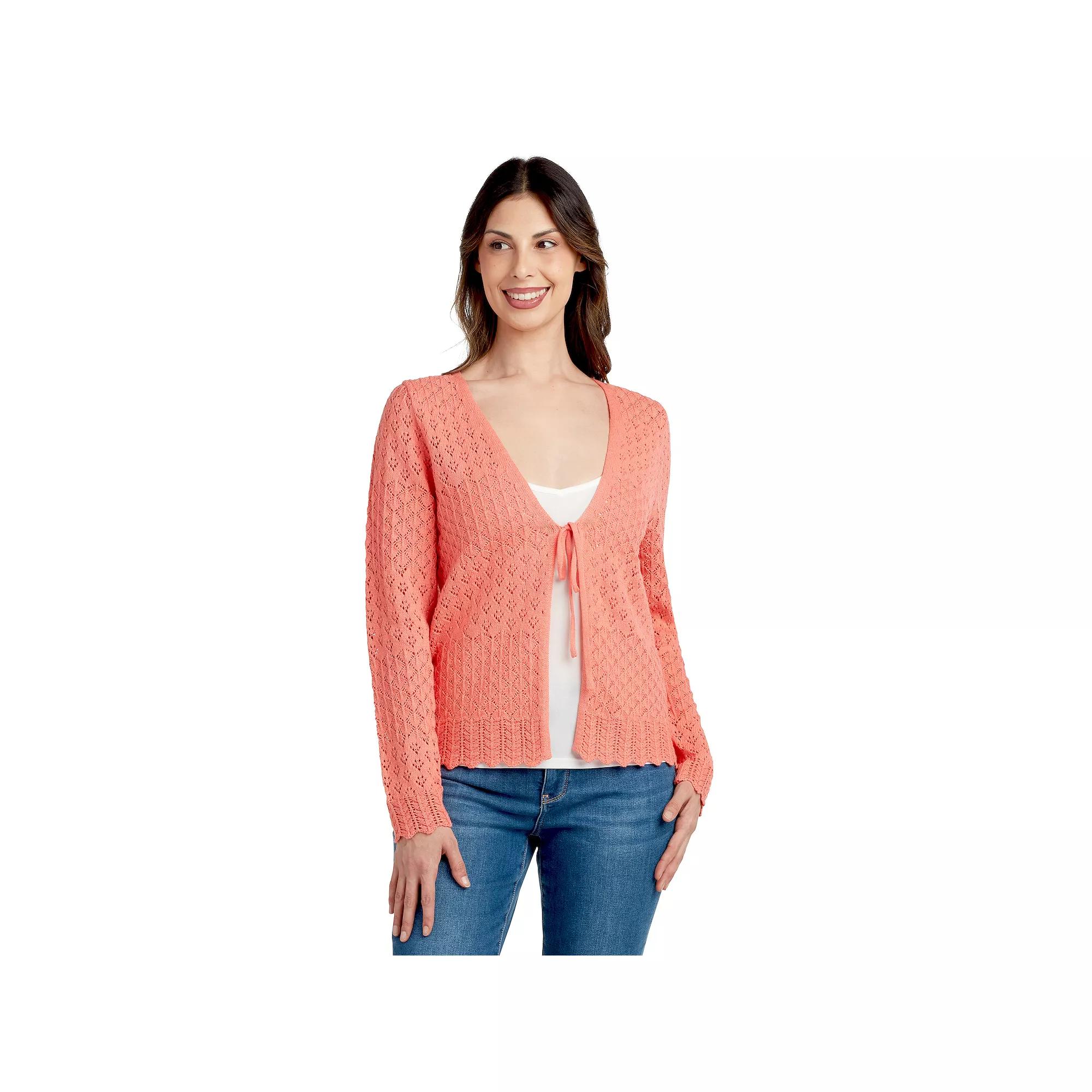 Womens AB Studio Tie-Front Sweater Cardigan Product Image