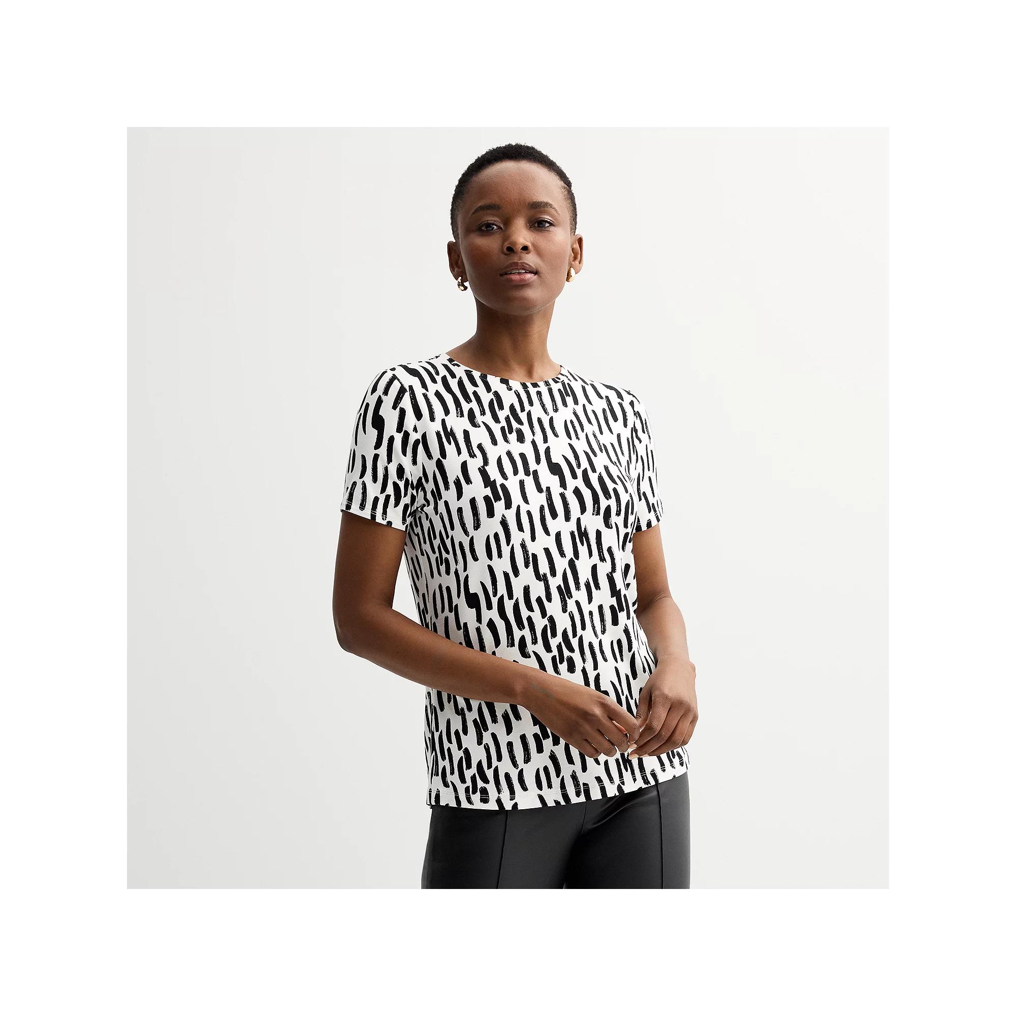 Women's Nine West Essential Crewneck Tee, Size: Small, White Short Brush Product Image