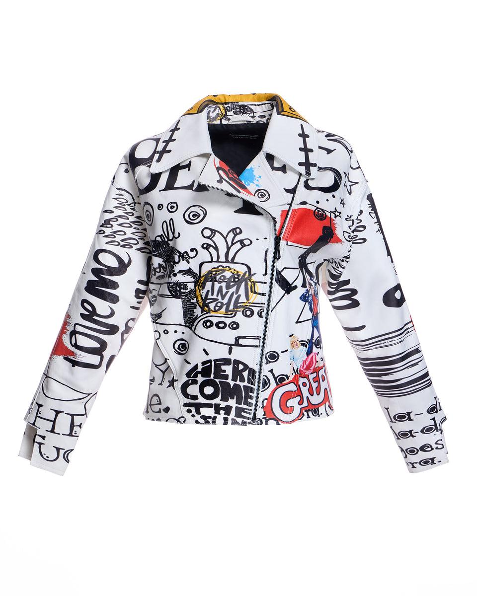 Printed Biker Jacket Product Image