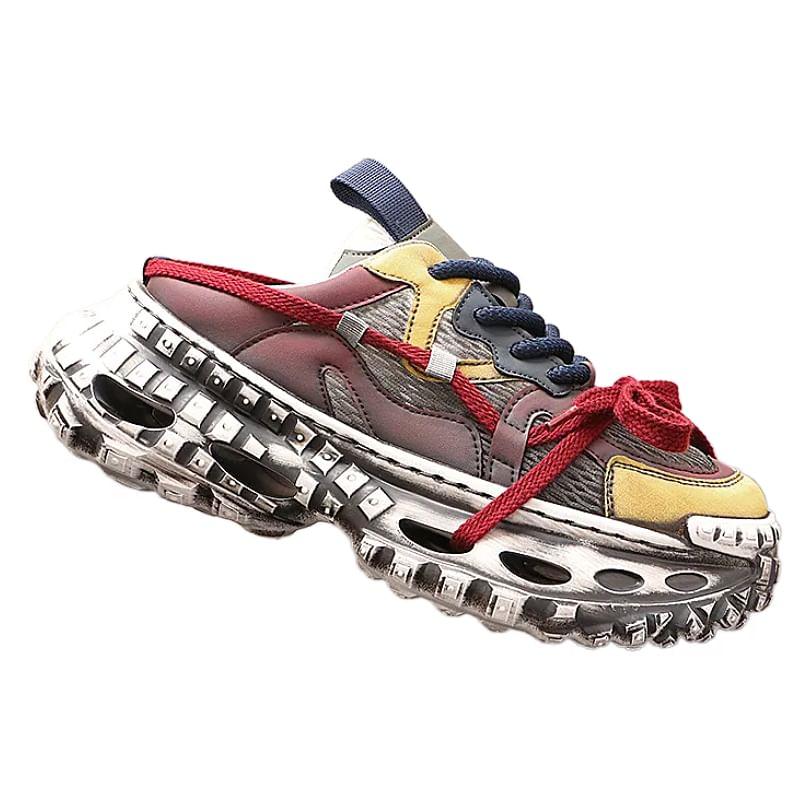 Platform Mesh Panel Lace-Up Mule Sneakers Product Image