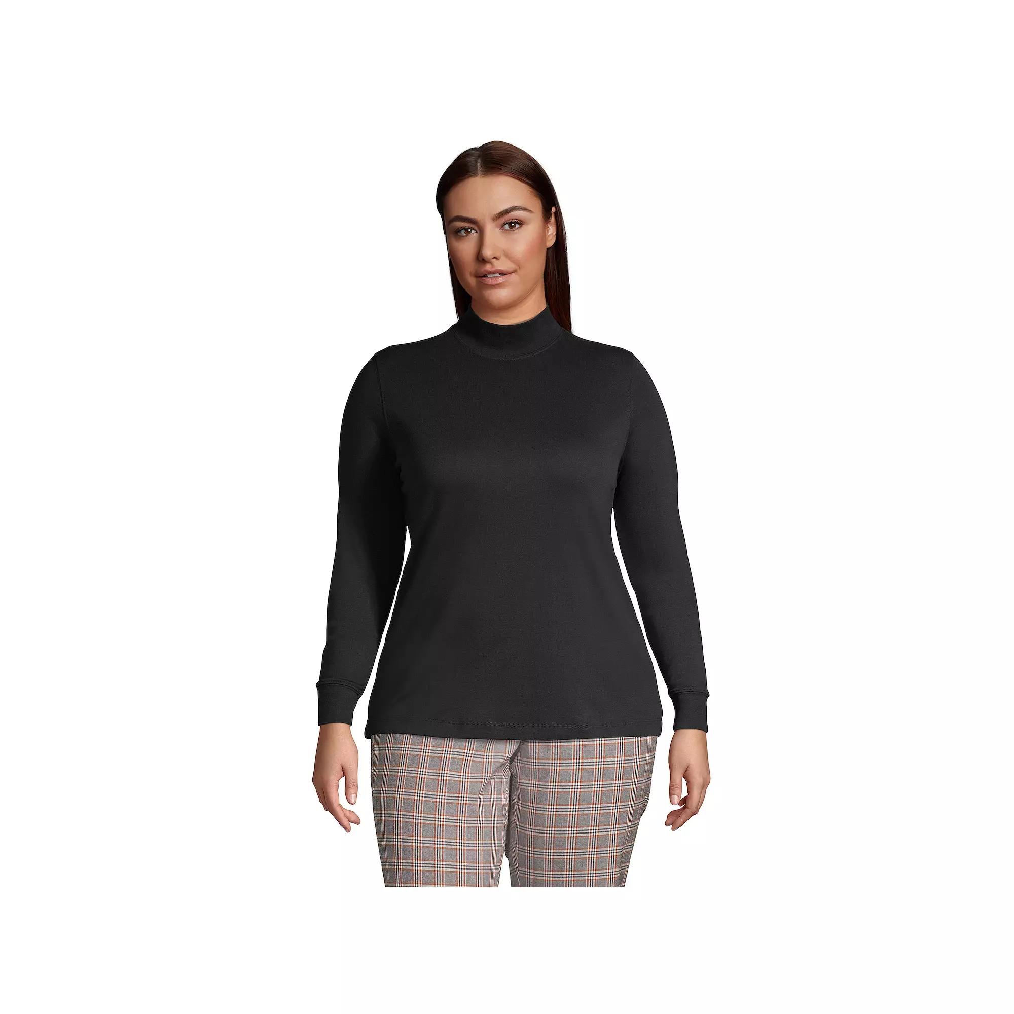 Plus Size Lands' End Relaxed Mockneck Top, Women's, Size: 2XL, Black Product Image