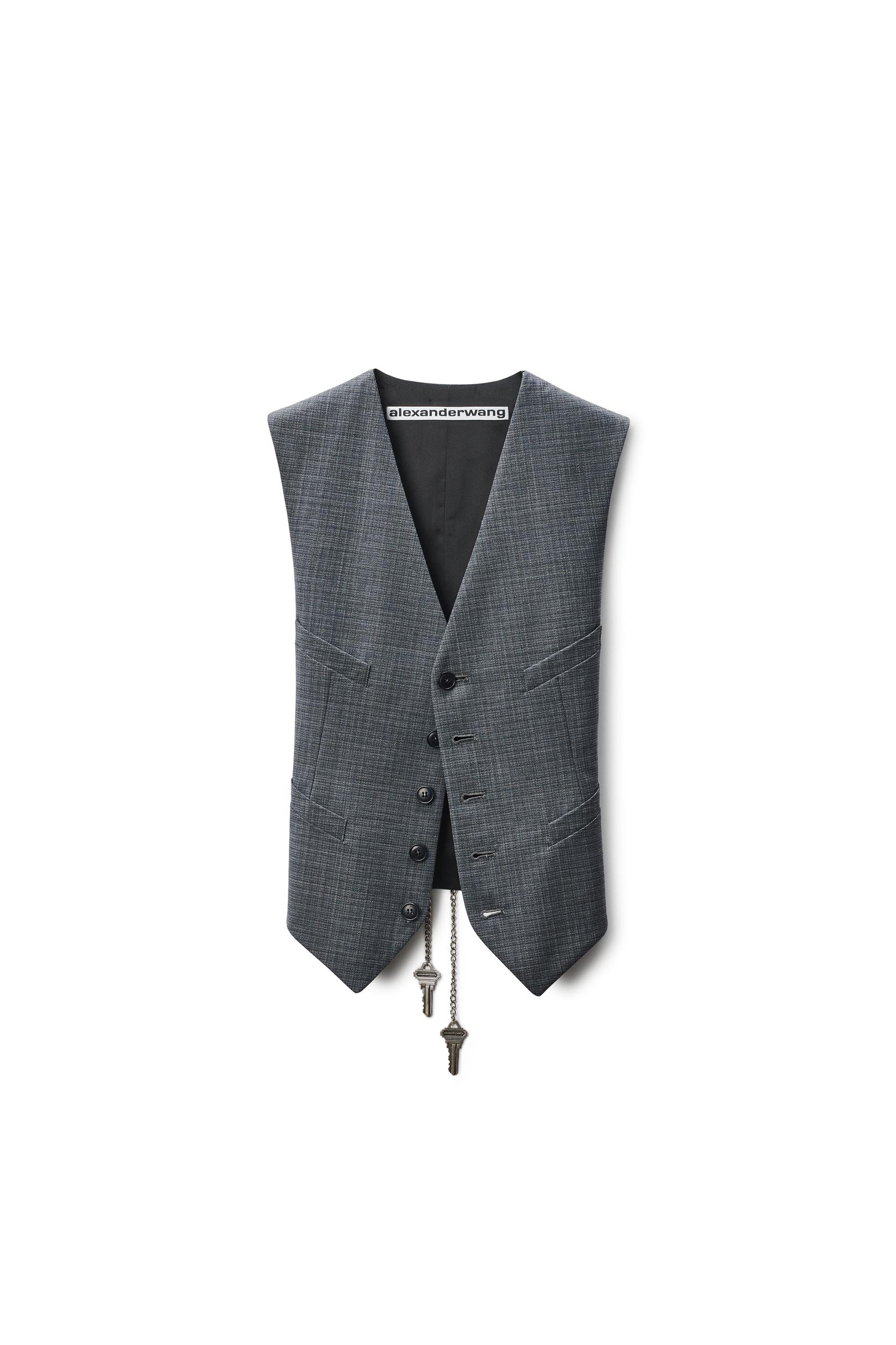Grey Wool-blend Vest With Chain-link Product Image