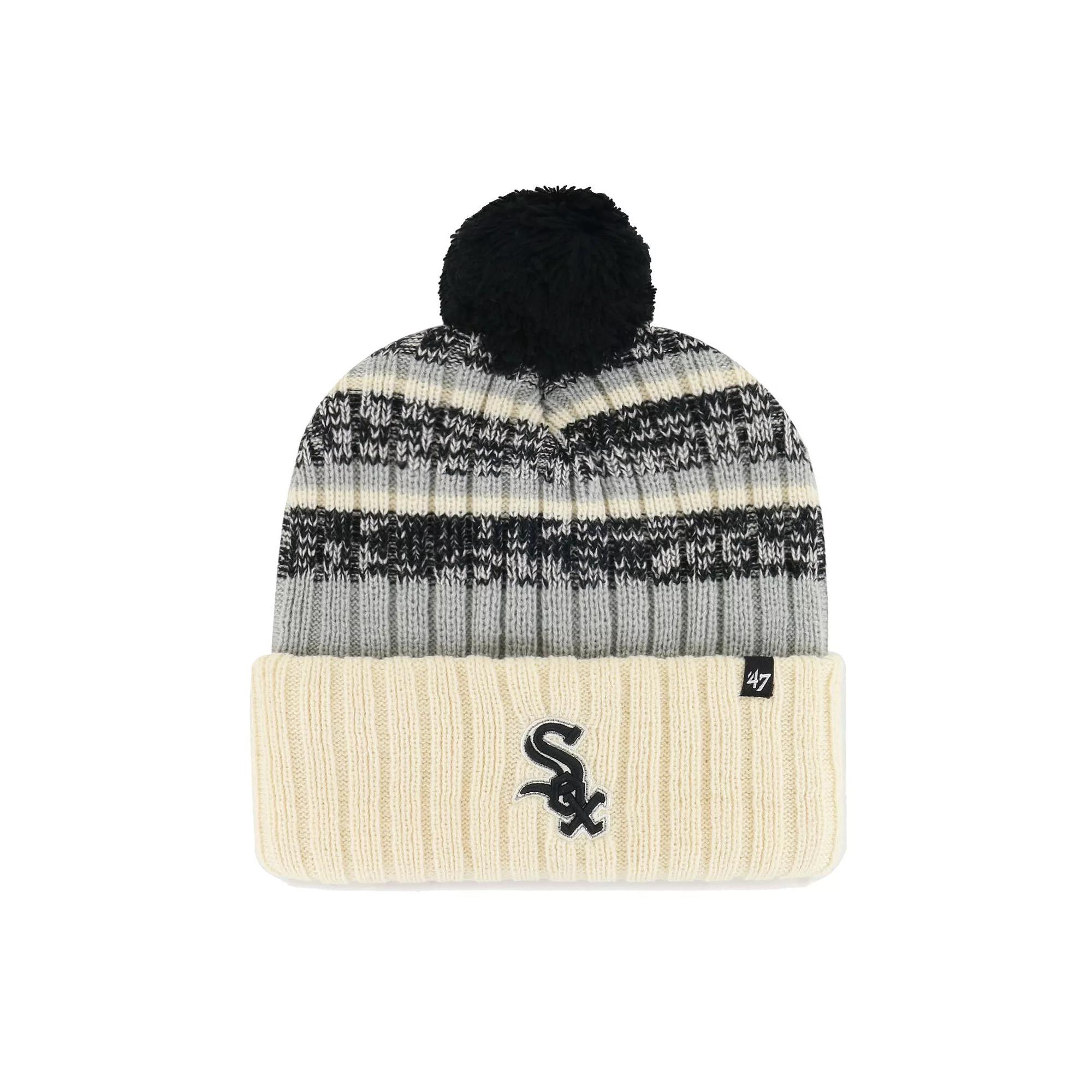 Men's '47 Natural Chicago White Sox Tavern Cuffed Knit Hat with Pom, Beige Product Image