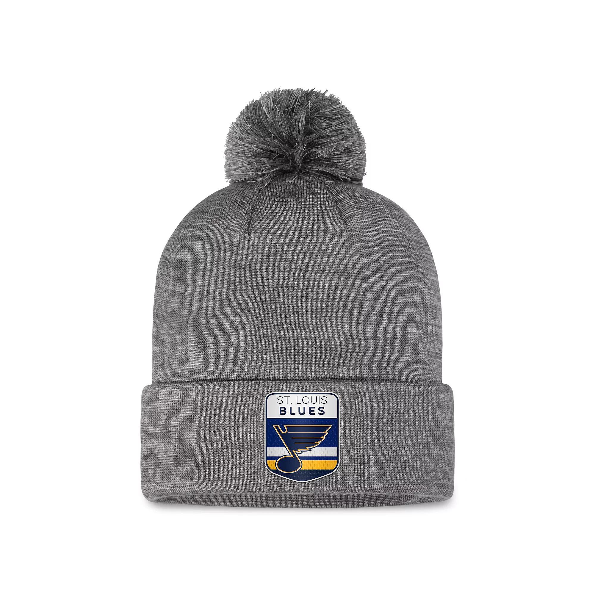 Men's Fanatics Branded Gray St. Louis Blues Authentic Pro Home Ice Cuffed Knit Hat with Pom, Grey Product Image