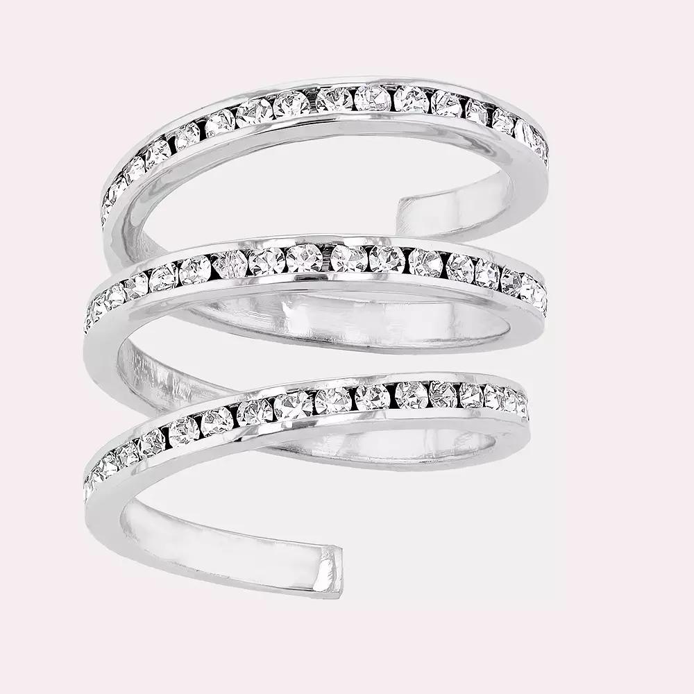 Traditions Jewelry Company Fine Silver Plated Crystal Accent Three Row Spiral Ring, Women's, Size: 7, Sterling Silver Product Image