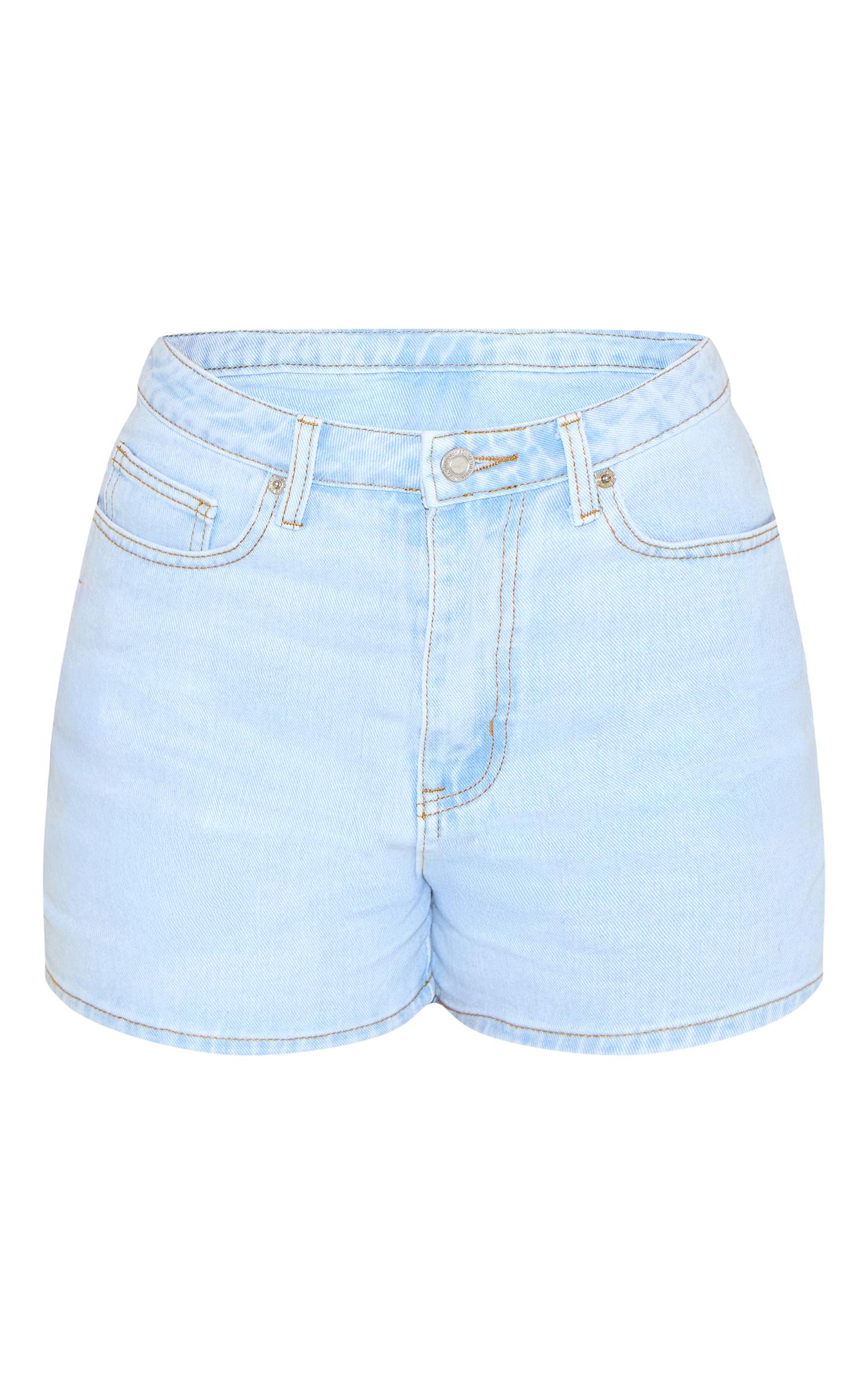 Tall Light Blue High Waisted Mom Shorts Product Image