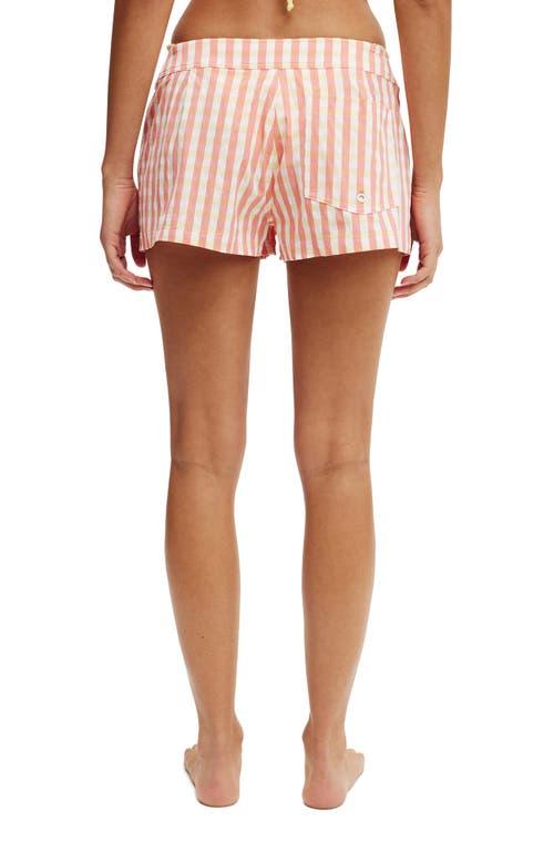 COTTON ON BODY Women's Hipster Beach Board Shortie in Shell Pink Gingham at Nordstrom, Size Medium Product Image