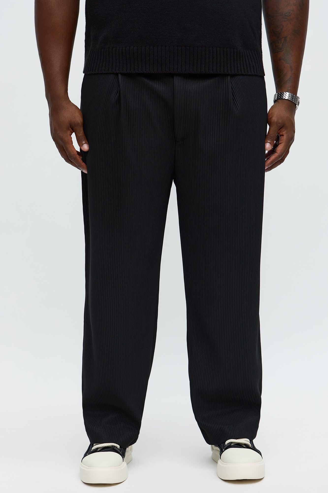 Show Up Straight Pleated Trousers - Black Male Product Image