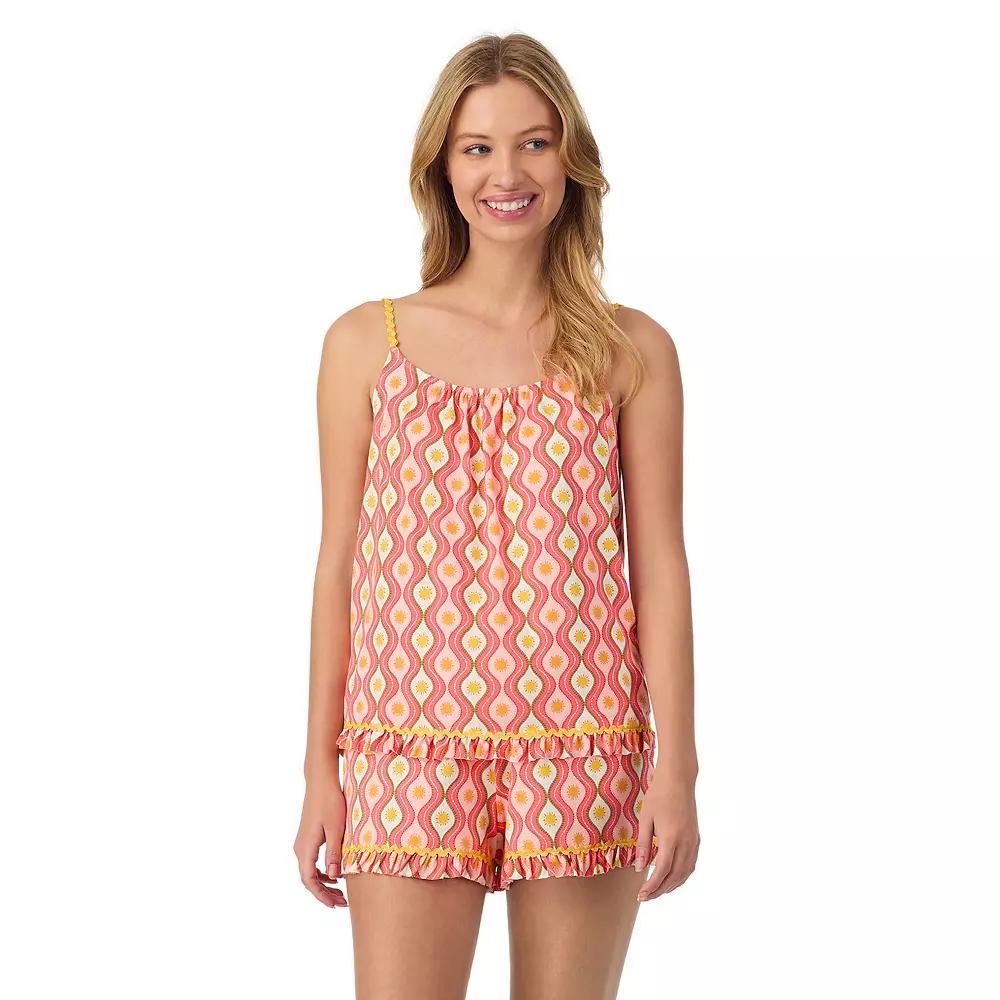 Women's Beauty Sleep Social 2-Piece Cozy Pajama Tank Top & Pajama Shorts Set, Size: Large, Yellow Product Image