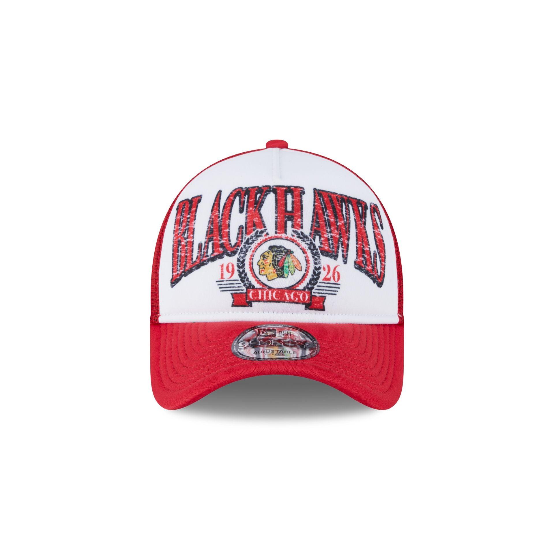 Chicago Blackhawks Distressed 9FORTY A-Frame Trucker Hat Male Product Image