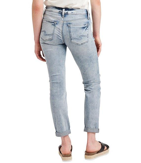 Silver Jeans Co. Mid Rise Cuffed Hem 29#double; Inseam Destructed Boyfriend Jeans Product Image