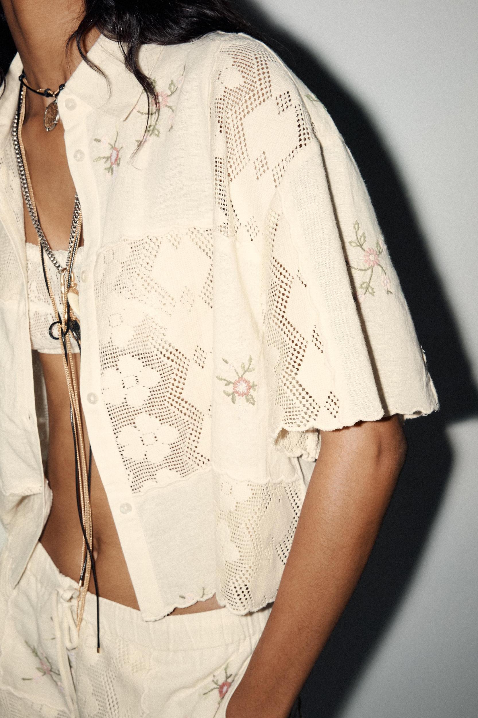 EMBROIDERED CROCHET SHIRT Product Image