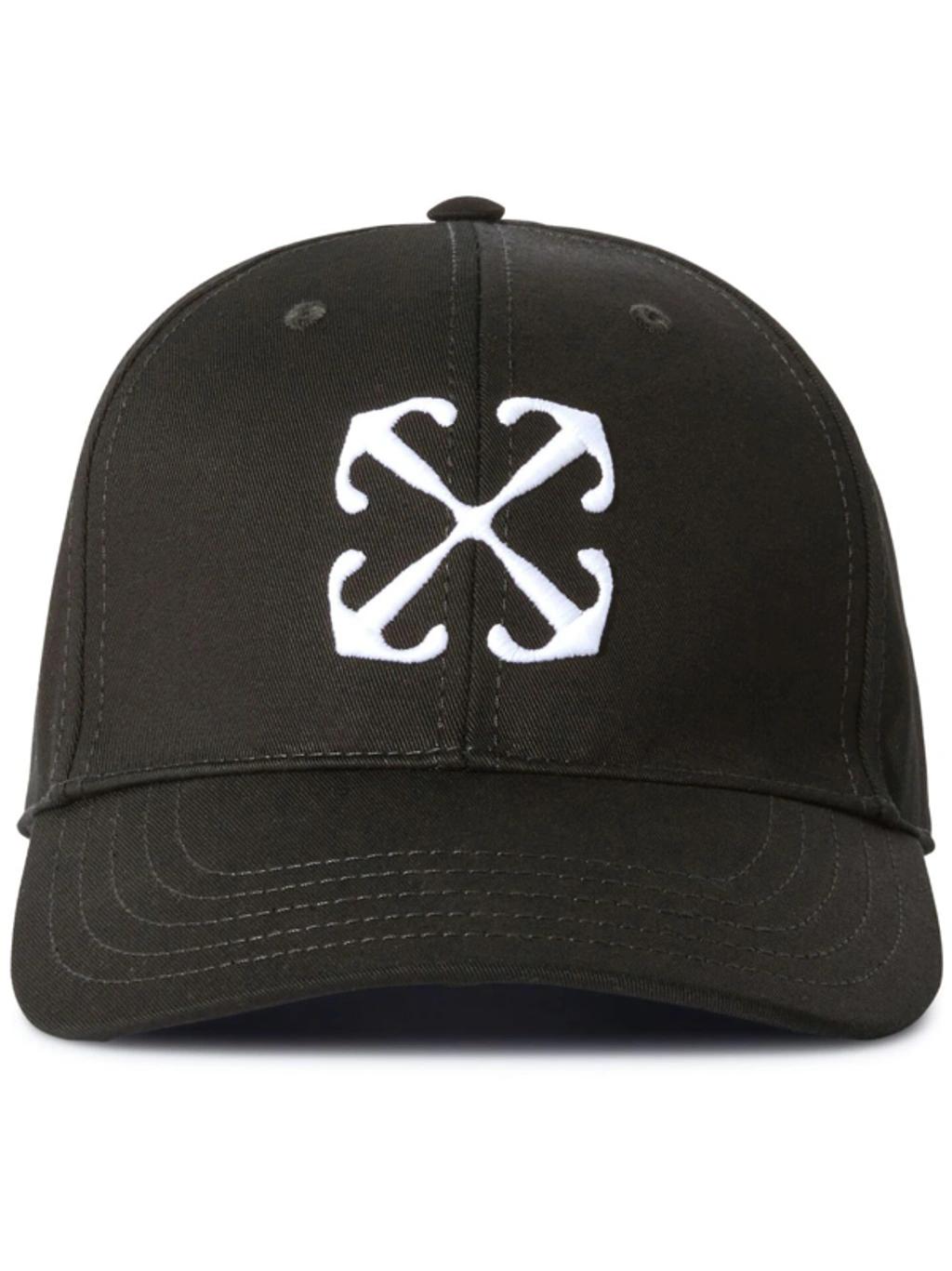 OFF-WHITE Arrow Brand-embroidered Cotton-twill Baseball Cap In Black White Product Image