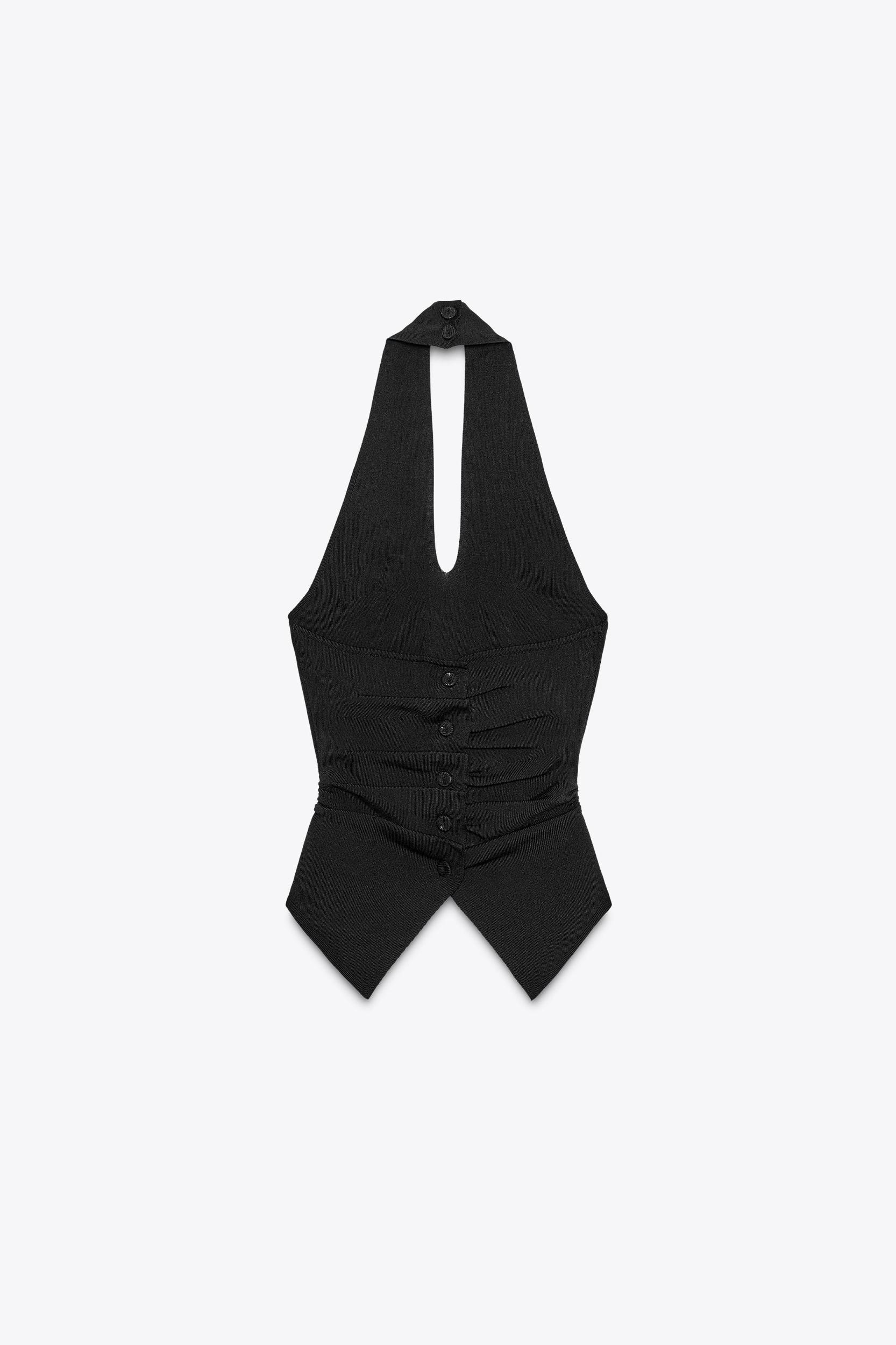 RUCHED KNIT HALTER TOP Product Image