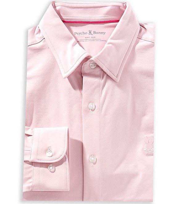 Psycho Bunny Jackson Classic Fit Stretch Knit Spread Collar Solid Dress Shirt Product Image