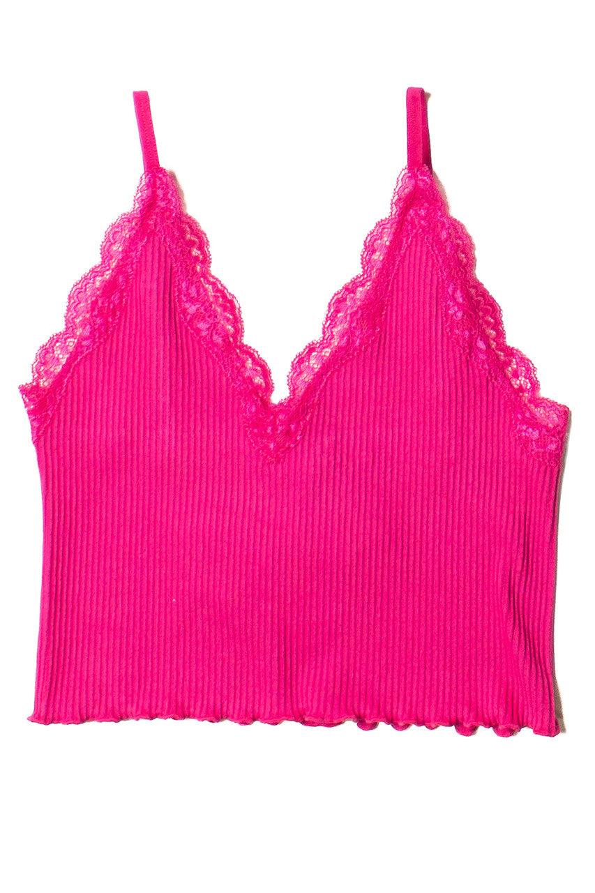 Fuchsia Lace Trim Seamless Cami Product Image