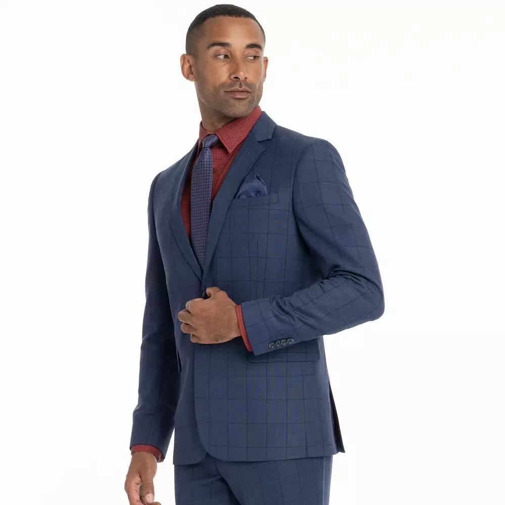 Men's Nick Graham Broadway Slim Fit Suit Jacket, Size: 40 Short, Blue Windowpane Product Image