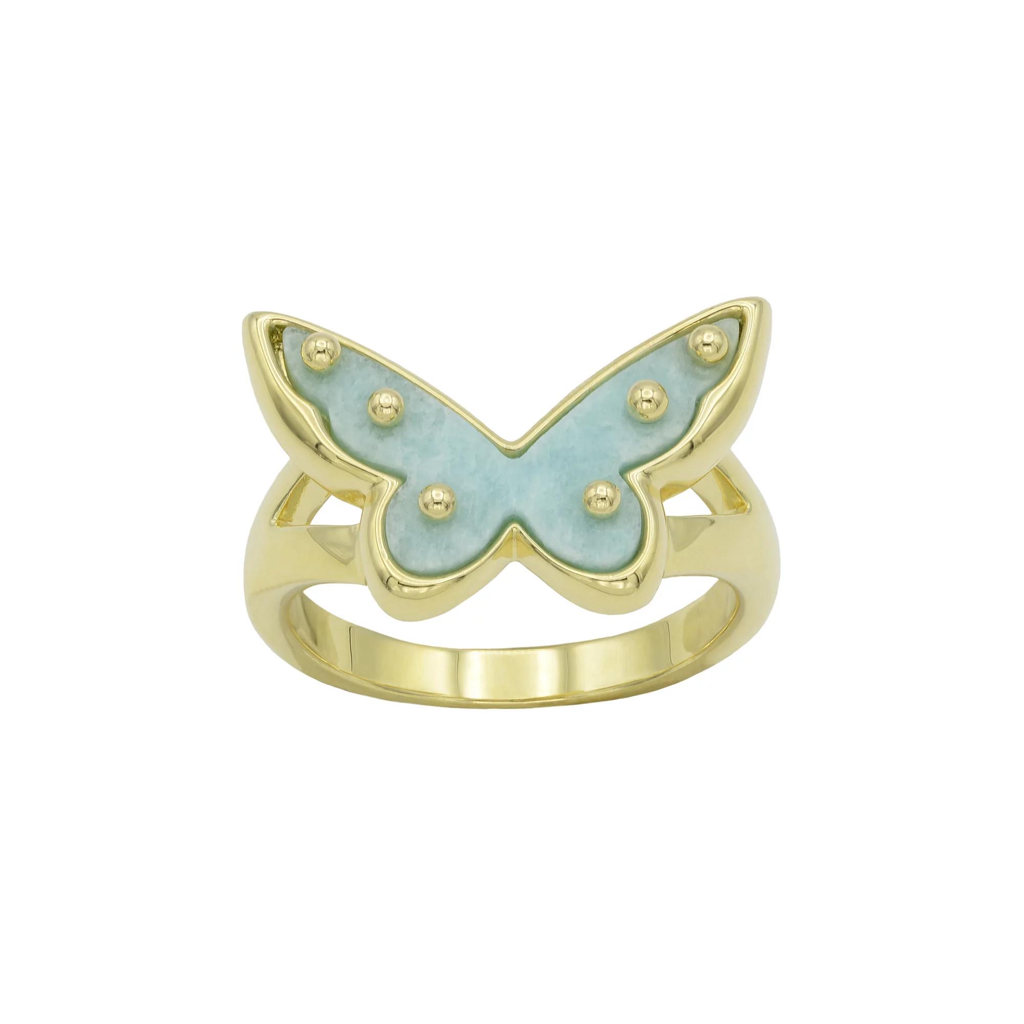 City Luxe Gold Tone Amazonite Butterfly Ring, Women's, Size: 9 Product Image