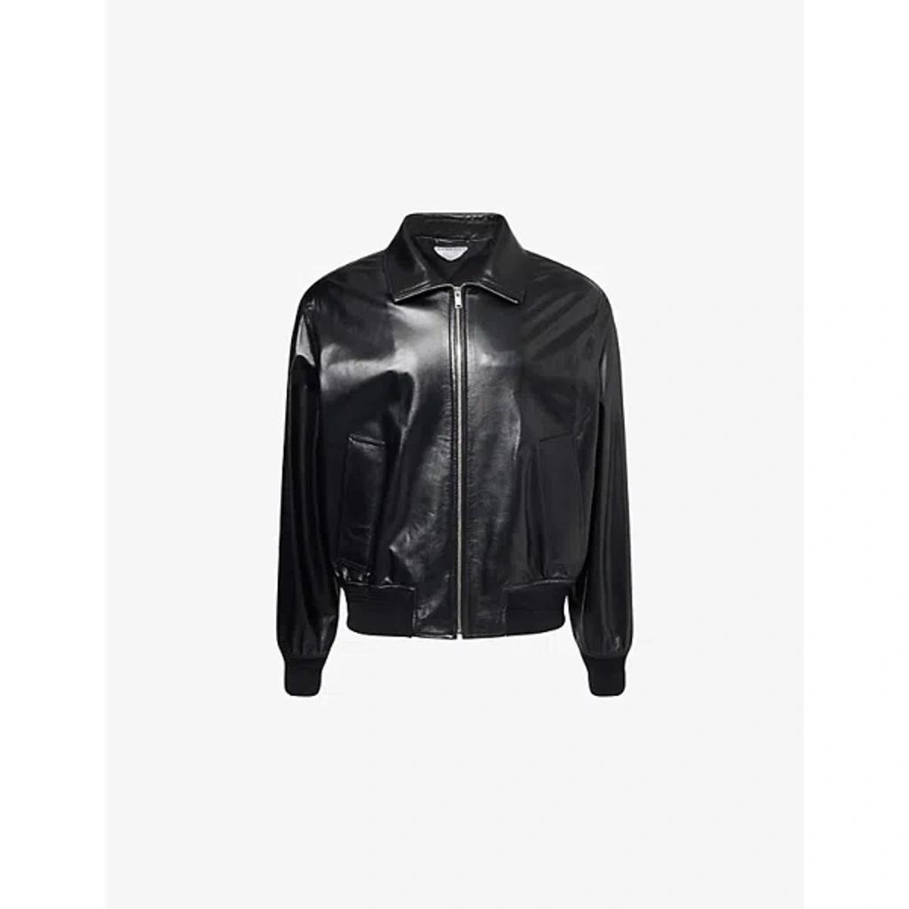 BOTTEGA VENETA Nappa Leather Coat With Classic Collar In Black Product Image