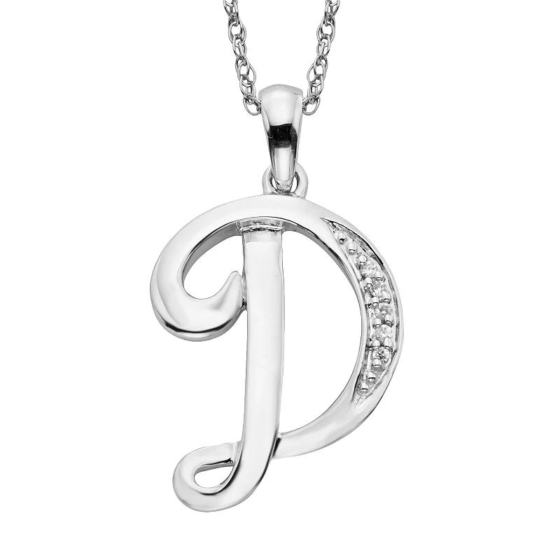 Sterling Silver Diamond Accent Initial Pendant, Women's,  Product Image