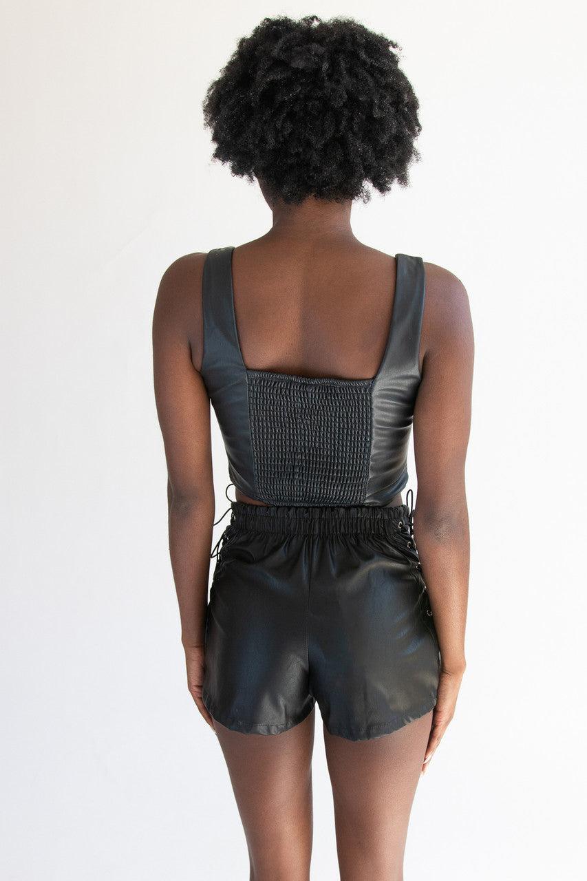 Pleather Corset Tank Top Product Image