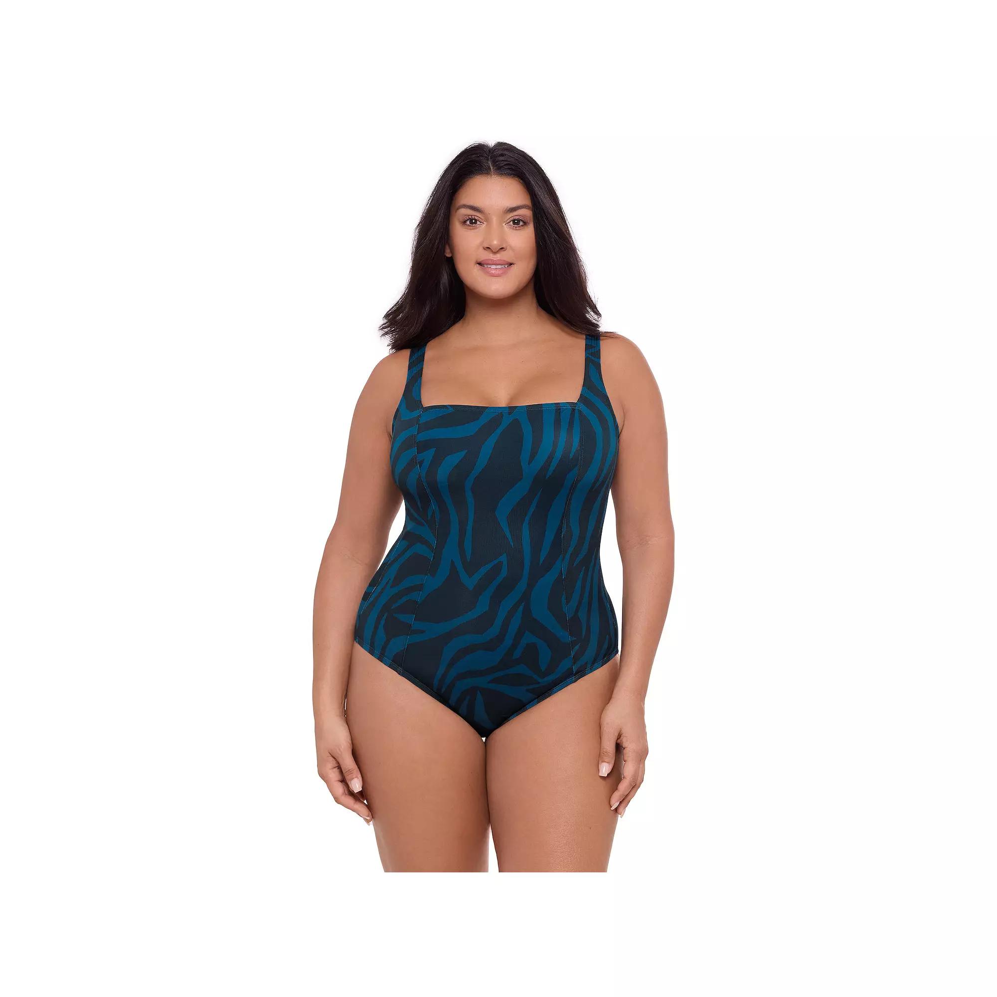 Women’s S3 Swim Shaping Square Neck Lace-Up One-Piece, Women's,  Product Image