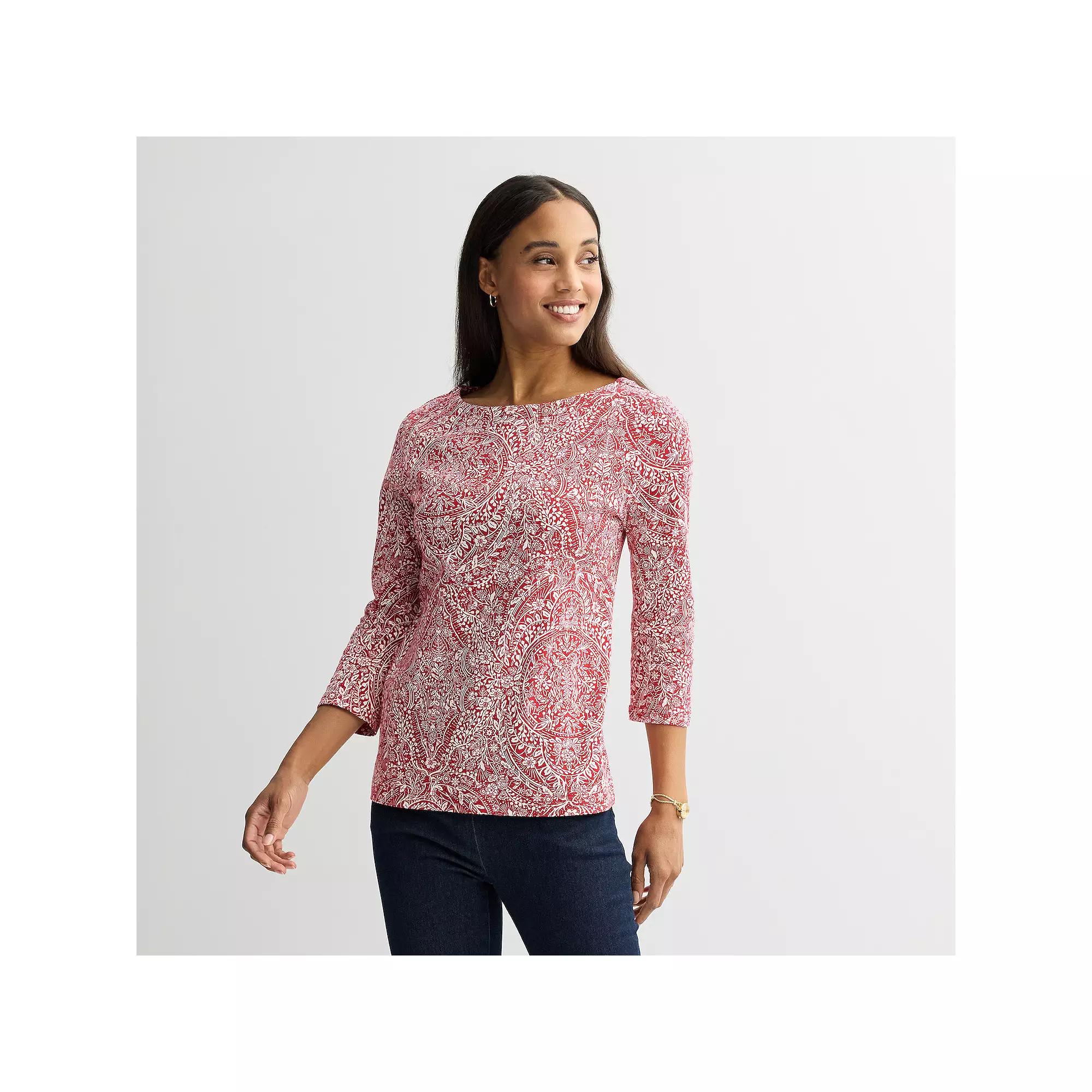 Petite Croft & Barrow® Boatneck Top, Women's,  Product Image