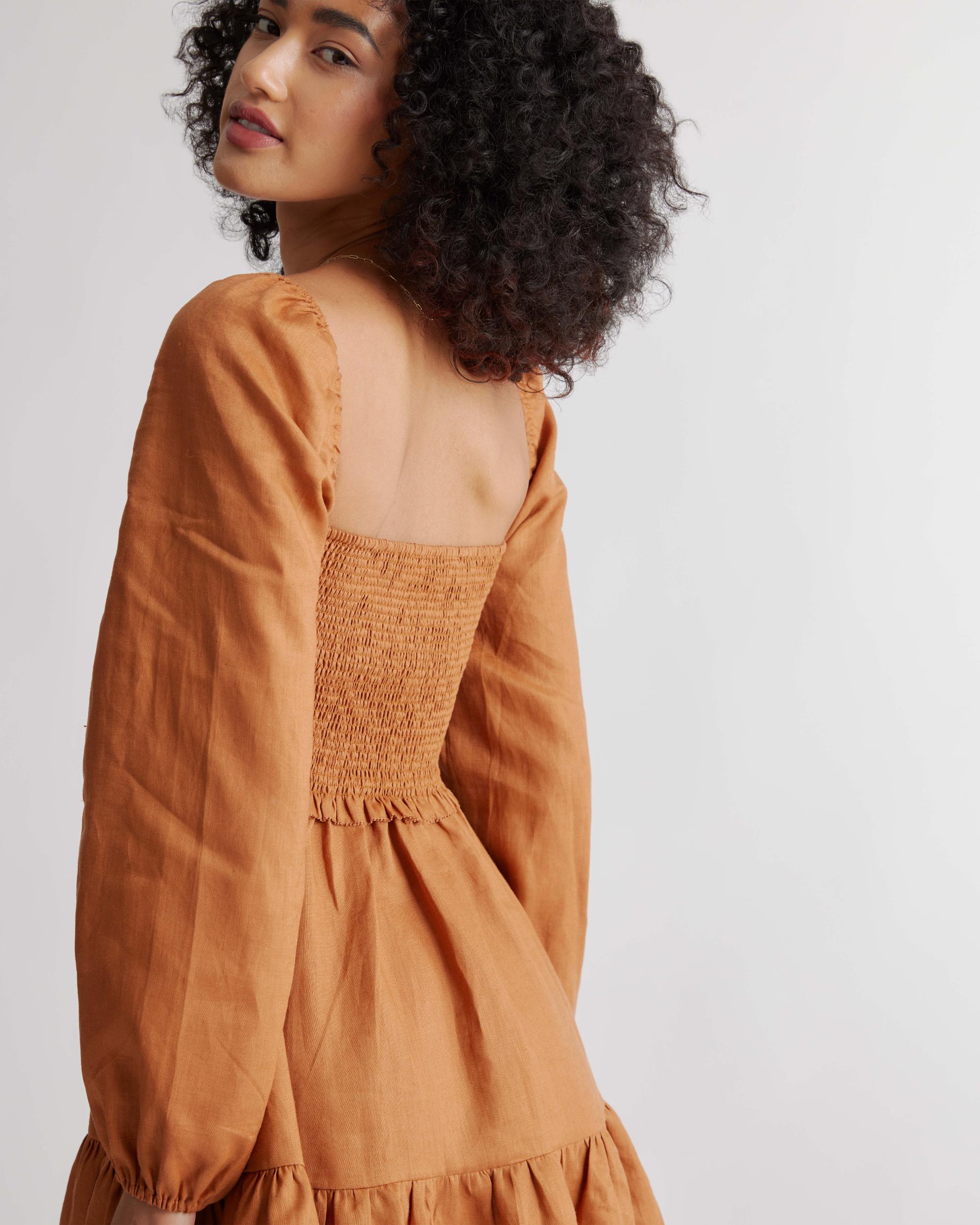 Quince | Women's 100% European Linen Smocked Mini Dress Product Image