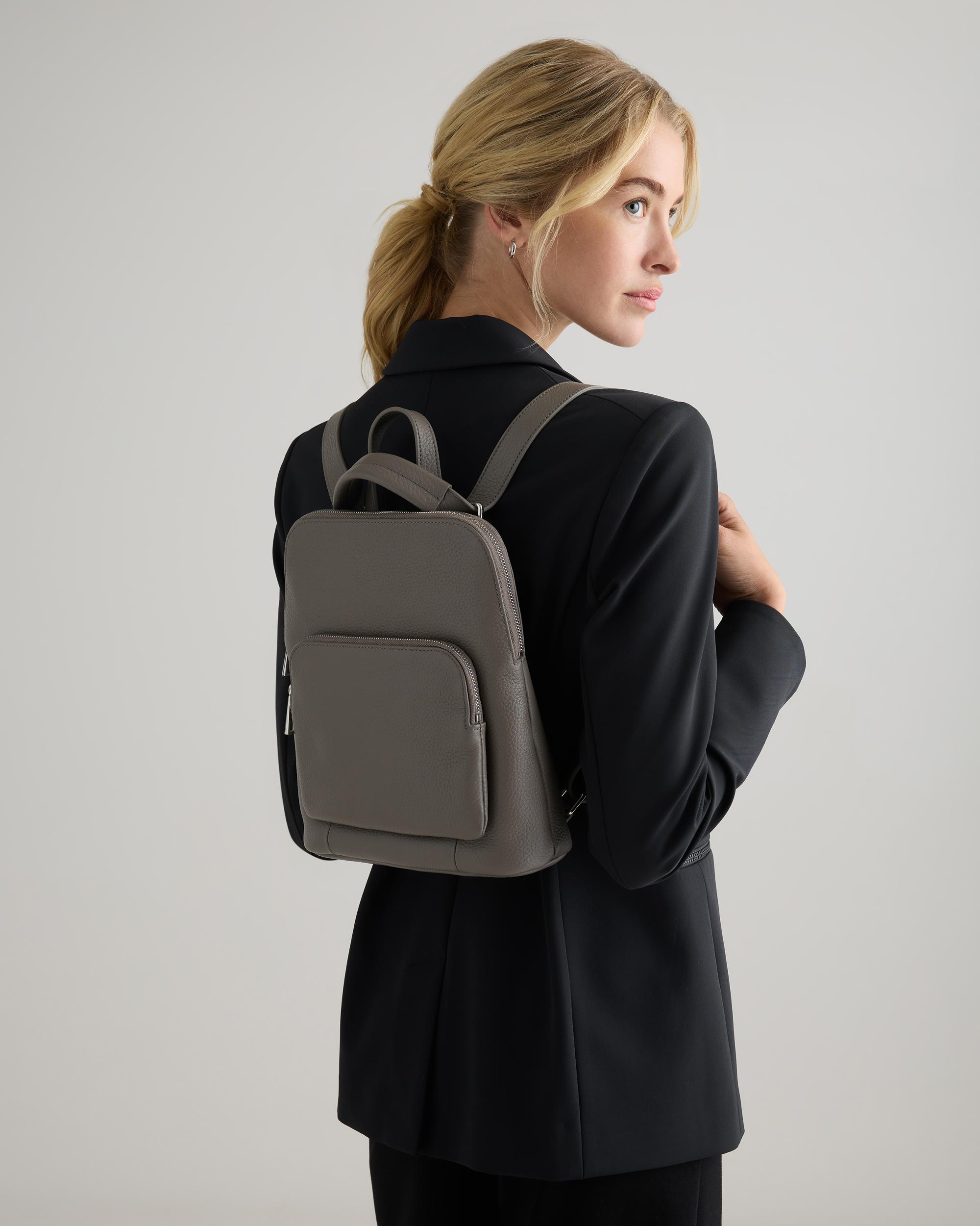 Quince | Women's Italian Leather Mini Convertible Backpack in Mink Product Image