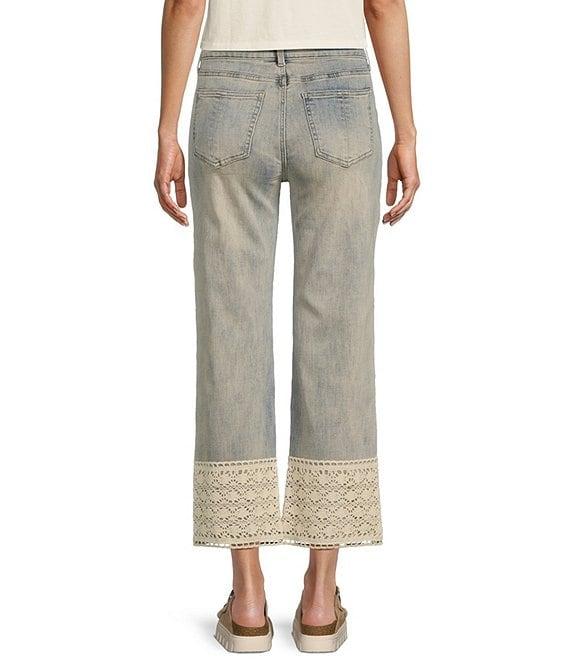 Prosperity Denim Mid Rise Straight Leg Crochet Hem Cropped Jeans Product Image